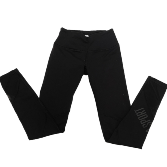Victoria's Secret Pants - Victoria Sport Black Mid Rise Knockout Leggings with Mesh Cutout